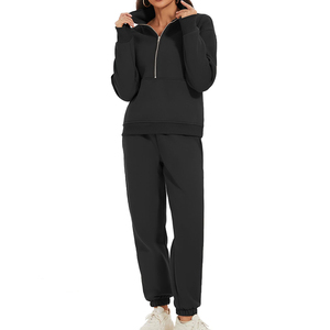 Col rabattu polaire coton vêtements de sport hiver respirant survêtements 2025 logo personnalisé impression survêtement pour femmes - Product Image 1