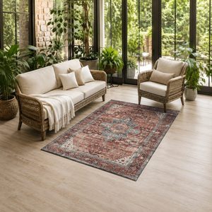 Tapis RUGS DEPOT LXDP-0792 en gros, couleur terre cuite dorée, style oriental traditionnel, imprimé numériquement, lavable en machine, en chenille, antidérapant - Product Image 6