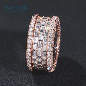 Offre Spéciale Original 925 argent Sterling 18K or rose baguette et diamant rond entièrement glacé bague pour hommes rappeur bijoux - Product Image 2