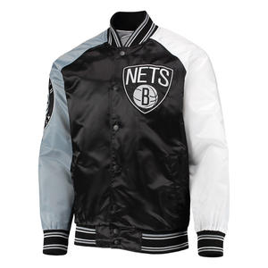 Varsity Satin Raglan College Bomber Jacket Full-Snap Winter Coat Silk Basketball Brodé American Letterman OEM Service - Product Image 2