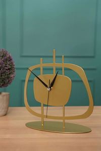 Horloge de table en métal noir or et blanc variations de couleur grand métal massif contemporain métal neutre décor à la maison moderne - Product Image 4
