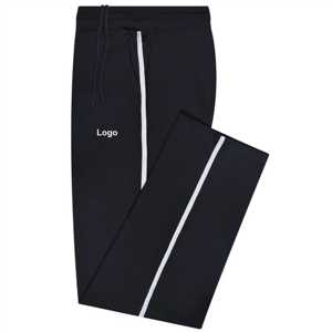 Black Stripe Cross Pocket Woven Pajama | 80% Cotton 20% Polyester Lounge <b>Pants</b> | Soft Sleepwear with Drawstring Waist & Pockets - Product Image 1