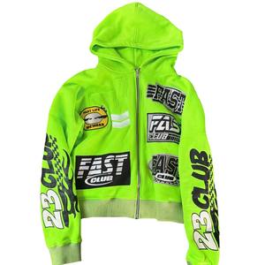 Premium 420 GSM Heavyweight Cropped <b>Zip</b>-Up <b>Hoodie</b> for <b>Men</b> 100% Cotton Fleece Custom DTG Printed Embroidered Winter <b>Hoodie</b> - Product Image 4