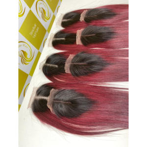 5*5 HD Cierre de encaje Cabello Virgen de la mejor calidad Paquetes de cabello personalizados Máquina Genius Trama doble Color de piano teñido vietnamita - Product Image 1