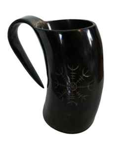 engraved horn drinking mug for personalized <b>gifts</b> authentic horn <b>beer</b> mug for themed parties natural horn drinking mug for club - Product Image 1