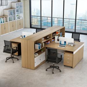 Modular 2 Person Office Desk Commercial Double Executive <b>Workstation</b> Modern Wooden Computer Desk Open Space Staff Office Furnitu - Product Image 2