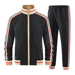 Conjunto de Top de cuello redondo para entrenamiento físico al aire libre, ropa deportiva con cremallera completa y logotipo personalizado, conjuntos de Jogger gris de tendencia superior para hombres - Product Image 1