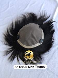 Produit de qualité supérieure 100 brut non transformé temple indien vierge 5 ''18x20 hommes toupet extension de cheveux prix de gros fournisseur indien - Product Image 5