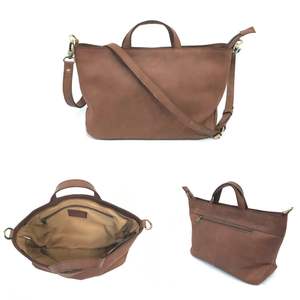 Sac besace élégant en cuir marron de qualité supérieure Sac à bandoulière en cuir pleine fleur fait à la main avec bandoulière détachable d'Indonésie - Product Image 1