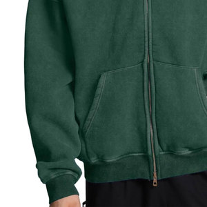 Sweat à capuche zippé surdimensionné délavé à l'acide de qualité supérieure pour hommes, style vintage, épaules tombantes, coupe courte, sweats à capuche délavés pour hommes - Product Image 6