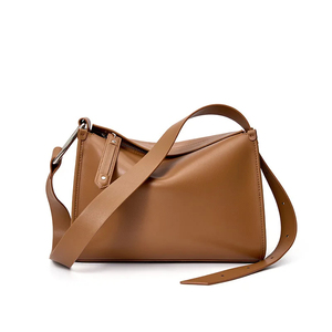 Genuine Leather Women's Shoulder Bag Crossbody Minimalist Design <b>Zip</b> Closure Tan Color Single Strap All Seasons Daily Use - Product Image 1