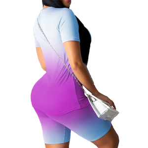 Nouvel ensemble d'été décontracté deux pièces pour le sport : T-shirt ample et fin à manches courtes respirant avec impression par sublimation et short cycliste uni - Product Image 2