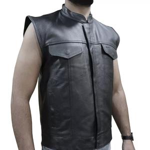 เสื้อกั๊กหนังวัวแท้สำหรับผู้ชาย, เสื้อกั๊กขี่มอเตอร์ไซค์กันลมกันน้ำฤดูหนาวระบายอากาศสไตล์ตะวันตกคลาสสิก - Product Image 2