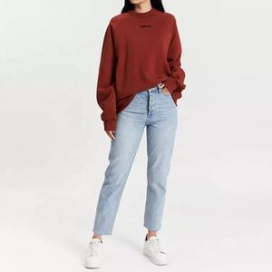 Jersey de manga larga con cuello redondo para mujer, jersey de color liso de alta calidad, ropa de calle vintage, sudadera - Product Image 4