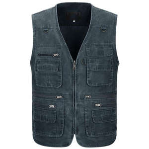 Gilet cargo pour homme en toile épaisse, lavage chimique, résistant, haute qualité, séchage rapide, style streetwear décontracté, personnalisable OEM, vente en gros - Product Image 1