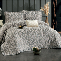 Ensemble de couvre-lit Guzide ELIZ 4 pièces en chenille 100% vison, tissé uni, lavable en machine, 300 fils au pouce carré, style minimaliste, taille King