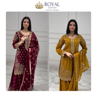 Fournisseur en gros de vêtements indiens pour les fêtes et les festivals, costume Sharara en faux georgette avec broderie