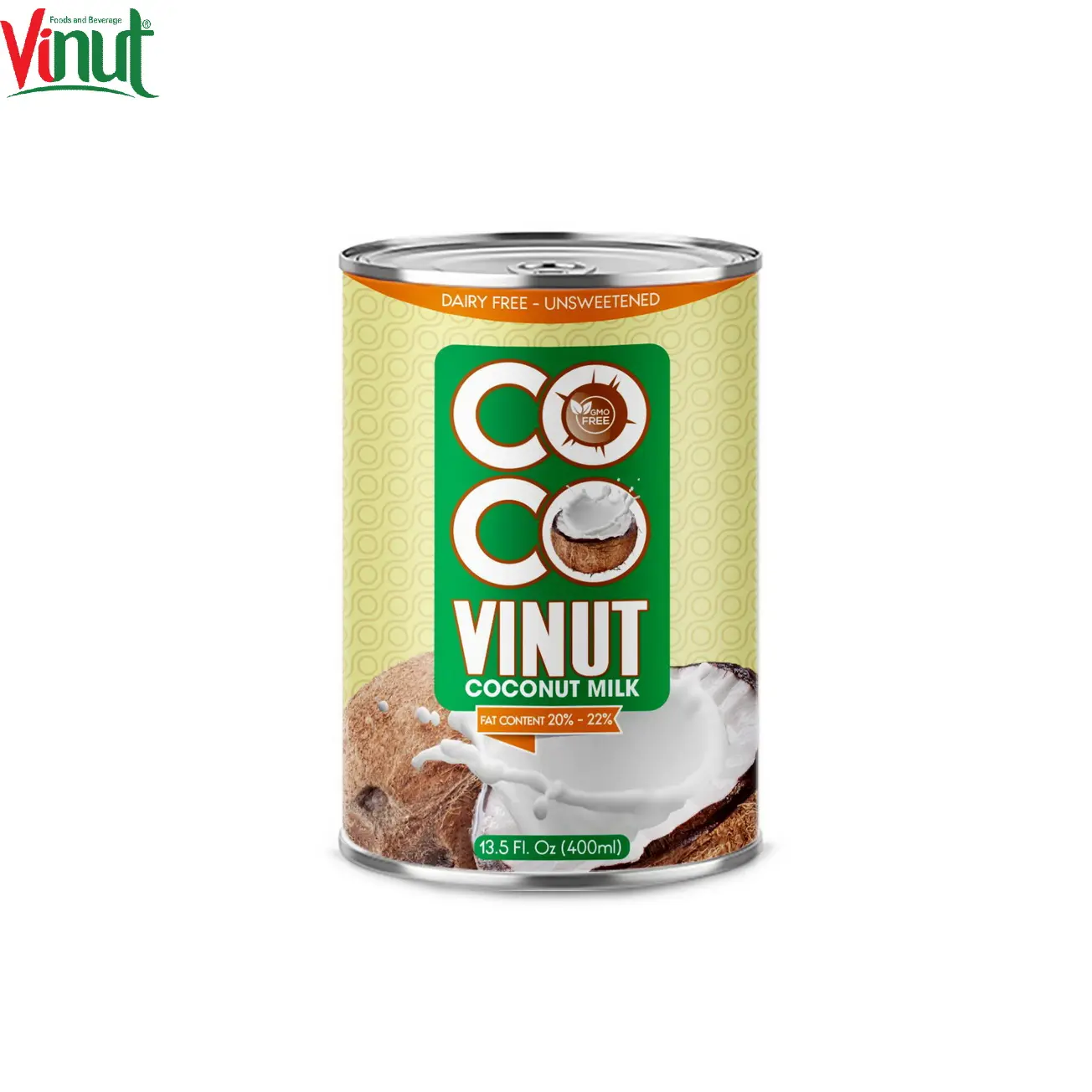 Lattina da 400ml latta VINUT latte di cocco senza latticini-non dolcificante con 20-22% di grassi Vietnam distributori Export