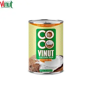 400Ml Kaleng Timah VINUT Bebas Susu Kelapa-Tidak Dipemanis dengan 20-22% Distributor Ekspor Vietnam