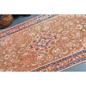 Alfombra turca Vintage clásica marrón Beige 3,3X6,5 pies diseño de retazos hecho a mano Material de lana látex forma Rectangular para cabecera - Product Image 5