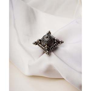 925 <b>Silver</b> Heritage Mandala Square <b>Ring</b> Cultural Collectible Jewelry Intricate Design Vintage Everyday Wear Unisex 3cm <b>Silver</b> - Product Image 3