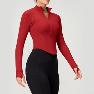 Chaqueta Deportiva de Yoga para Mujer, Ajustada, Manga Larga, Chaqueta Deportiva para Exteriores con Cremallera Completa, Top de Entrenamiento con Orificios para los Pulgares, Ropa de Gimnasio - Product Image 4