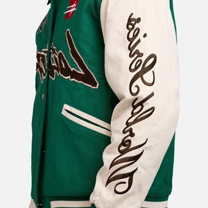 Veste universitaire décontractée de haute qualité pour hommes avec logo personnalisé de grande taille conçue avec un col montant Veste en cuir véritable pur blanc - Product Image 6
