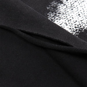 Men's <b>Black</b> 350 GSM Slim Fit Pullover Raw Hem Hoodie Distress Regular Size Chenille Embroidery Logo Hoodies <b>Sweatshirts</b> - Product Image 5