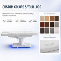 Table de Soin Esthétique Électrique Blanche Réglable Hydraulique avec Base Lumineuse LED et Télécommande pour Traitement Facial – Équipement de Salon