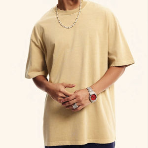 T-shirts et shorts pour hommes en coton 100% de haute qualité, streetwear, t-shirts imprimés surdimensionnés avec technique de teinture unie, style décontracté - Product Image 6