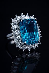 Bague de fiançailles en or 18 carats plaqué or avec diamant moissanite taille brillant bleu royal, certifiée IGI, bijoux - Product Image 2