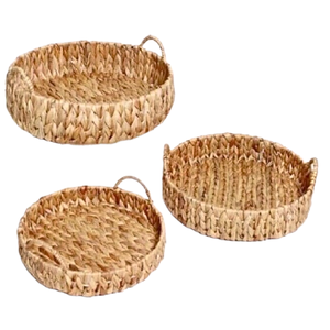 ขายส่งผักตบชวาทอห้องนั่งเล่นถาดทอมือทรงกลมผักตบชวาตะกร้ากระเป๋าคลาสสิกดอกไม้หวายเวียดนาม - Product Image 4