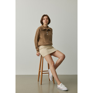 Suéter Beige Elegante para Uso Diario con Detalle de Perlas, Patrón de Punto, Cuello Redondo, Corte Holgado y Relajado, Hecho de Tela de Camiseta - Product Image 5