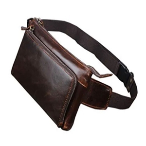 Riñonera de cuero de grano completo personalizada de alta calidad para hombres Cinturón de pecho y trasero de cuero genuino con cierre de cremallera para exteriores - Product Image 1