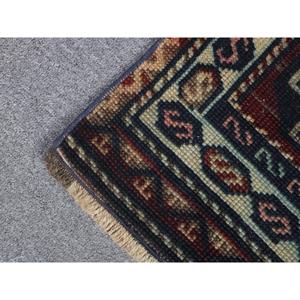 1.3x2.5 ft Vintage Rug, <b>Red</b> Bordered Turkish <b>Wool</b> Rug - Product Image 5