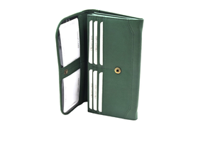 Cartera de mujer de cuero genuino verde hecha a mano de calidad superior Cierre de solapa magnética con ranuras para tarjetas personalizables Monedero personalizado - Product Image 6