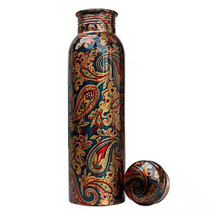 Meilleure bouteille d'eau en cuivre bouteille en cuivre écologique sport voyage ayurvédique avantage bouteille d'eau martelée 100% pure saine - Product Image 5