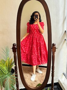 เดรสแม็กซี่ผ้าฝ้ายมีสไตล์สำหรับงานปาร์ตี้ฤดูร้อนสำหรับงานพิมพ์ที่สวยงามรอบด้าน - Product Image 4