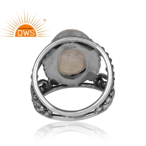 Anillo de declaración de piedras preciosas de piedra de luna de arcoíris Natural de plata de ley oxidada más vendido, fabricante de joyería personalizada - Product Image 2