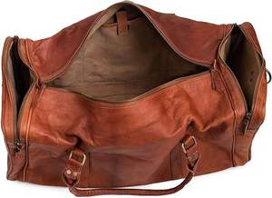 Sac de sport vintage en cuir véritable fait à la main, sac de sport décontracté, voyage, bagage de transport avec fermeture à glissière, prix de gros - Product Image 4