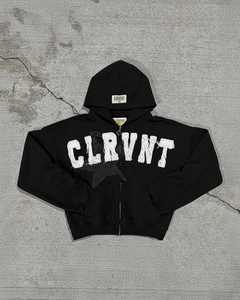 Conjunto de pantalones de chándal con capucha y cremallera con bordado desgastado personalizado, chándal de algodón lavado con ácido para hombre - Product Image 1