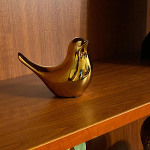 Haut-plaqué or mignon oiseau Figure Design moderne bureau oiseau Sculpture presse-papiers fait à la main solide objet oiseau pièce maîtresse - Product Image 4