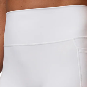 Shorts de sport taille haute pour femme, couleur unie, respirants, en tricot de spandex et polyester, coupe classique, taille élastique, blanc - Product Image 6