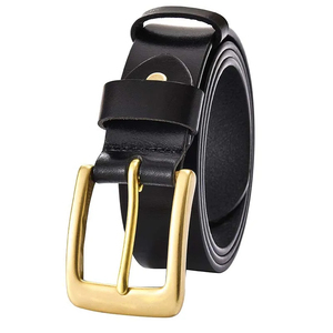 Ceinture en cuir véritable pour homme, couleur unie, boucle à ardillon, style décontracté, ceinture en cuir de vache avec boucle rectangulaire en acier, design durable - Product Image 5