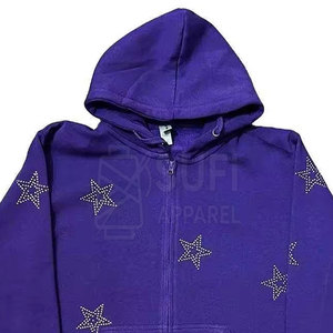 Sweat à capuche en coton doux avec strass, couleur personnalisée, hiver, tissu durable, vêtement décontracté - Product Image 3