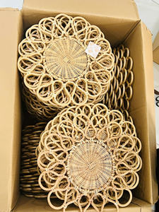 Coastal Rattan <b>Placemats</b> Floral Charger Plate Handmade Rattan Dining Decor Boho Chic Wedding Table Eco-Friendly Factory Set - Product Image 6