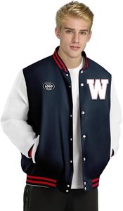 Chaqueta universitaria personalizada Premium con nombre y número, bordado y sublimación para ropa de equipo - Product Image 5