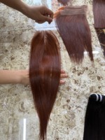 Échantillon gratuit de faisceaux de cheveux humains, non traités, à cuticule alignée, avec lace closure