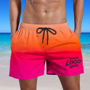Custom <b>Mens</b> Swim <b>Shorts</b> Quick Dry Beachwear Solid Orange <b>pink</b> Drawstring Waistband Mesh Lining Summer Surfing Trunks - Product Image 1