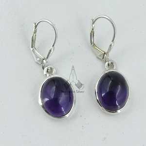 Pendientes Colgantes de Plata con Amatista Ovalada, Joyería Artesanal con Piedras Preciosas, Regalo de Oro para Ella en Navidad, San Valentín, Cumpleaños o Aniversario - Product Image 5